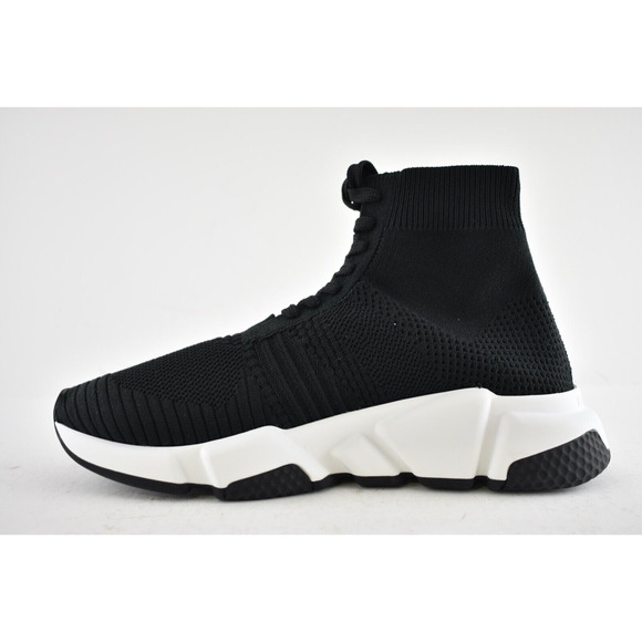 Balenciaga Speed Lace Up Tie Graffiti Black Green Sock High Top Knit Sneaker 36 - Picture 6 of 9